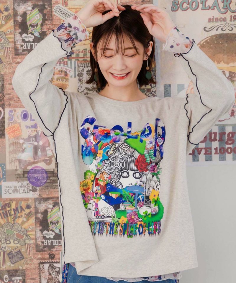 花アニマルスカラーちゃん 配色メロウミシンTシャツ-4