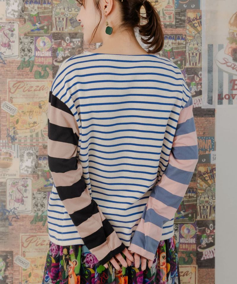 スカラーちゃんボーダー切替ロングスリーブTシャツ-6