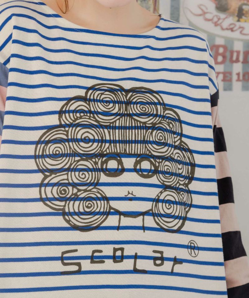 スカラーちゃんボーダー切替ロングスリーブTシャツ-7