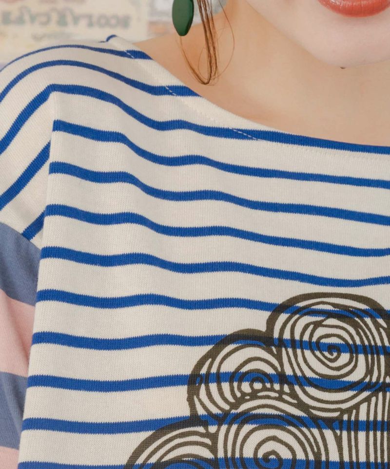 スカラーちゃんボーダー切替ロングスリーブTシャツ-8