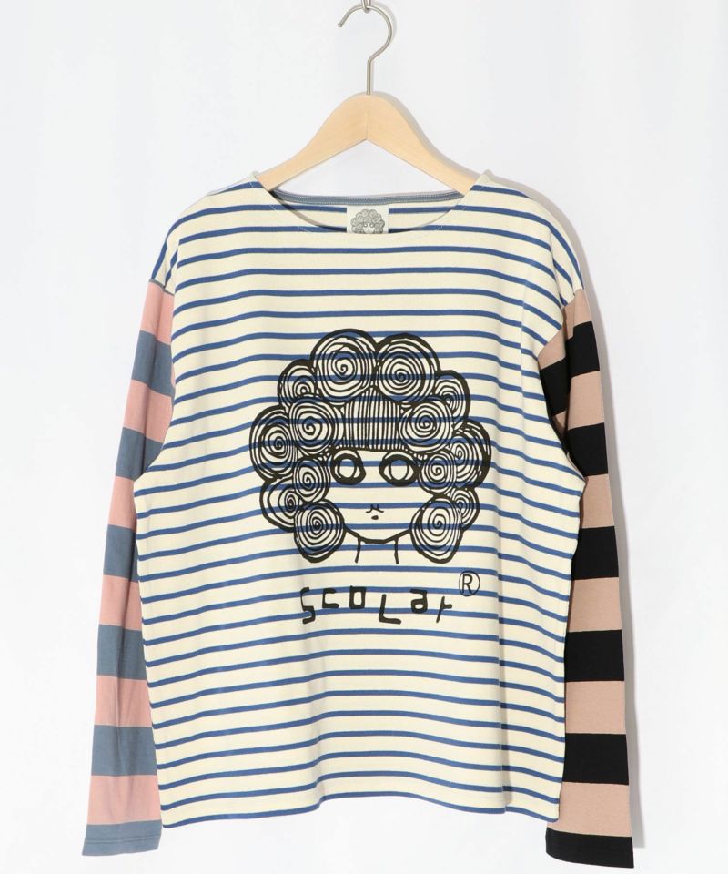 スカラーちゃんボーダー切替ロングスリーブTシャツ-12