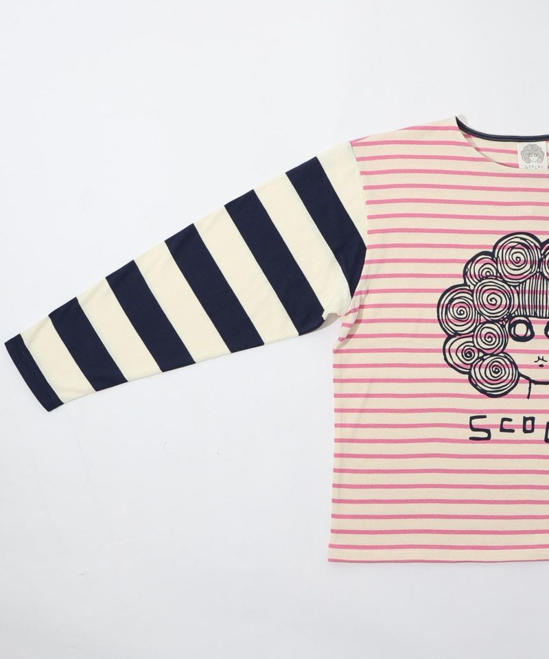 スカラーちゃんボーダー切替ロングスリーブTシャツ-15