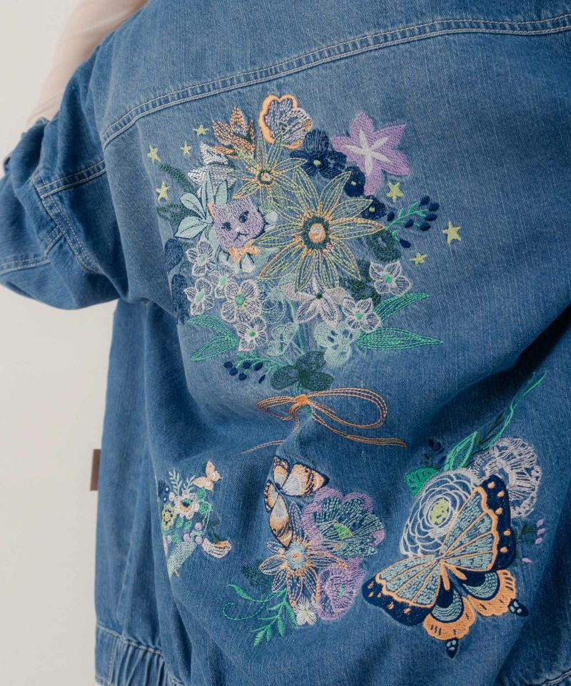 花蝶ブーケ刺繍 デニムジャケット-4