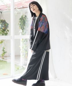 151614:花柄メッシュ切替 ジャージスカートの通販-ScoLar 151614:花柄メッシュ切替 ジャージスカートの通販-ScoLar