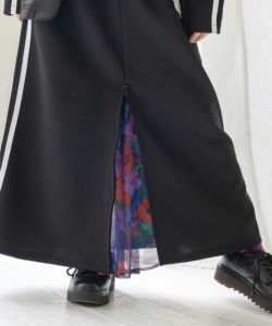 大きいサイズ]綿麻シャンブレー フラックスデフルール刺繍
