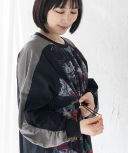 151611：ターバンを巻いたおしゃれネコ チュール重ねワンピース