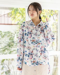 151604：蝶ネコ総柄チュニックシャツの通販-ScoLar