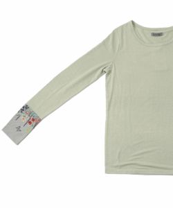 551224：花蝶刺繍ラメ入りロングスリーブTシャツの通販-ScoLar