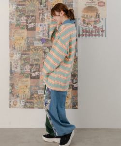 351113:ねこパン刺繍ボーダーラガーシャツの通販-ScoLar 351113:ねこパン刺繍ボーダーラガーシャツの通販-ScoLar