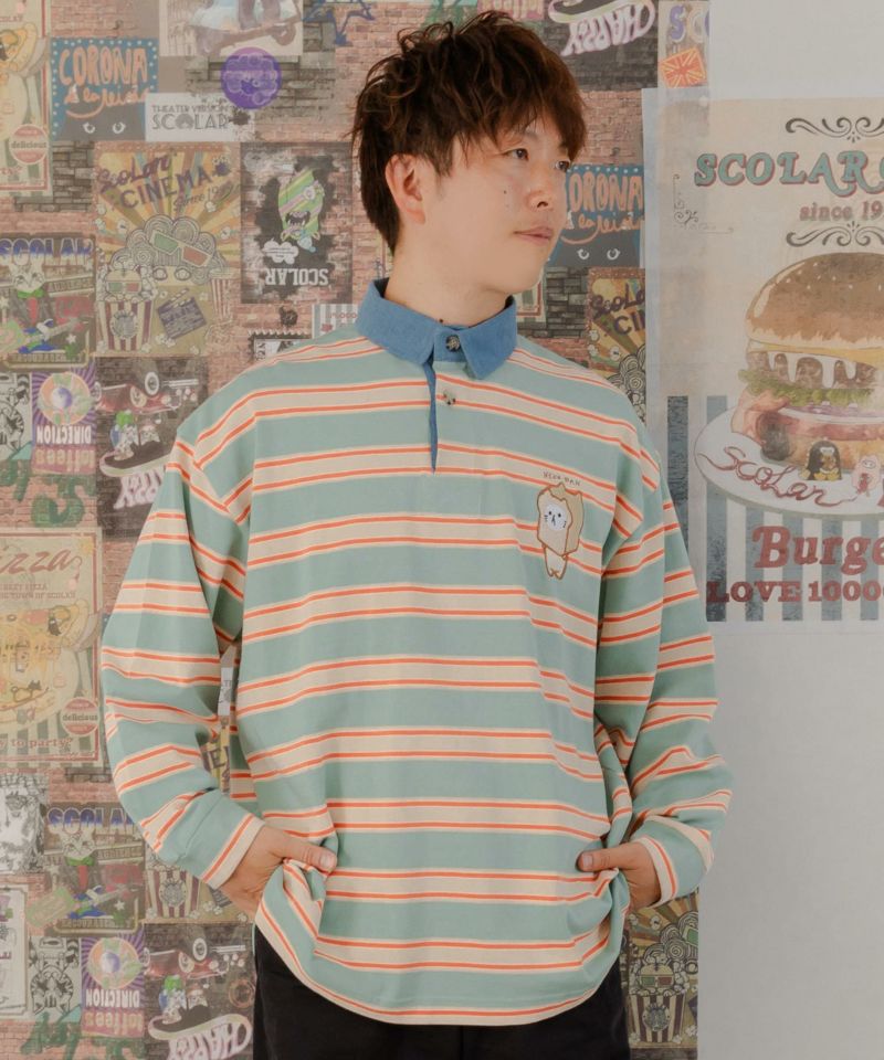 351113:ねこパン刺繍ボーダーラガーシャツの通販-ScoLar 351113:ねこパン刺繍ボーダーラガーシャツの通販-ScoLar