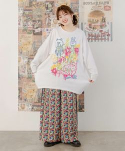 セール】151636：アニマルらくがき柄発泡プリントチュニック（T