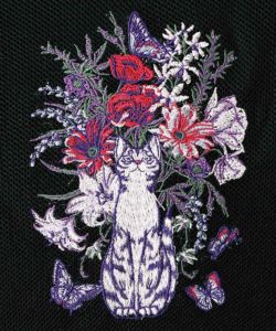 ネコ花刺繍メッシュ重ねプルオーバー-17