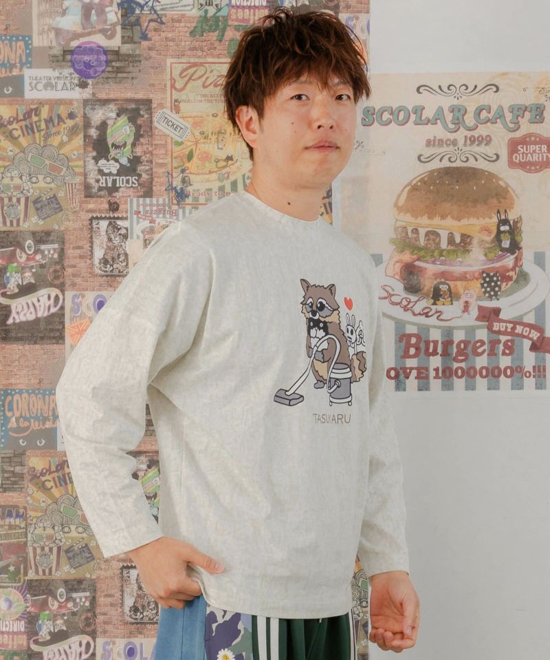 古着風タスカル柄 ロングスリーブTシャツ-5