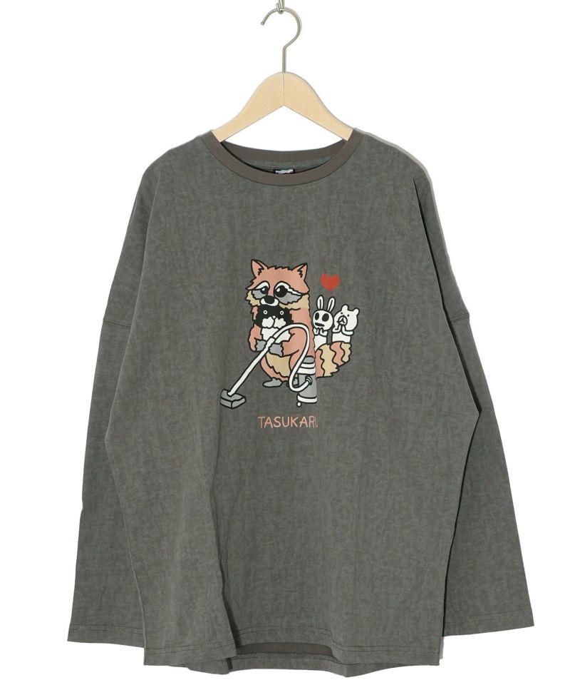 古着風タスカル柄 ロングスリーブTシャツ-10