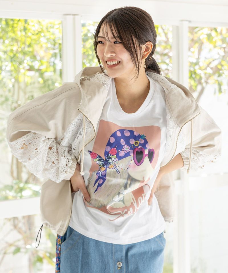 151628：レース切替ワンポイント刺繍ブルゾンの通販-ScoLar