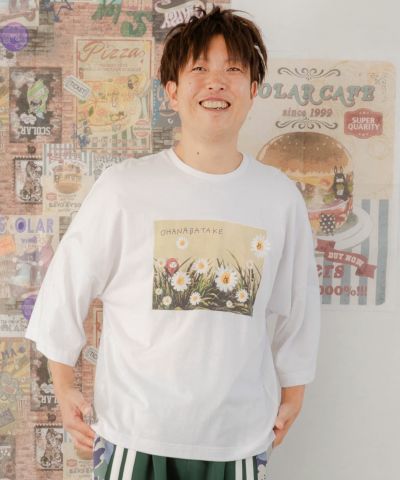 351108：ねこずきんちゃんとクマ花畑刺繍 7分袖Tシャツ
