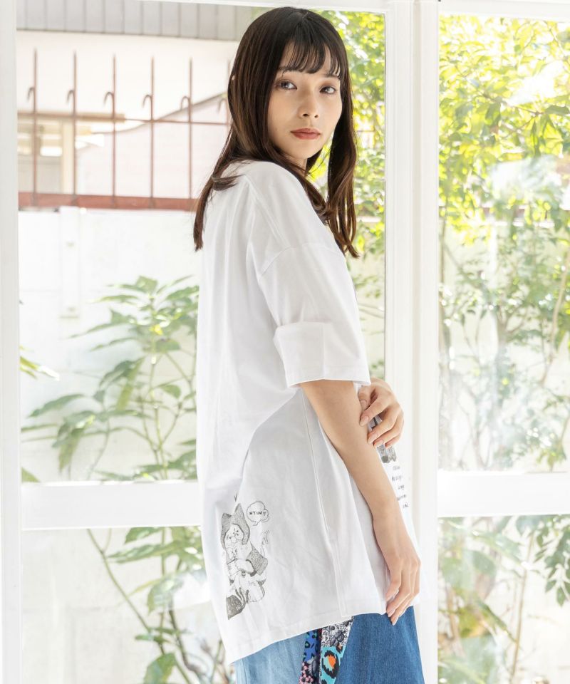 猫丸ラブみの映えニャン柄Tシャツ-3
