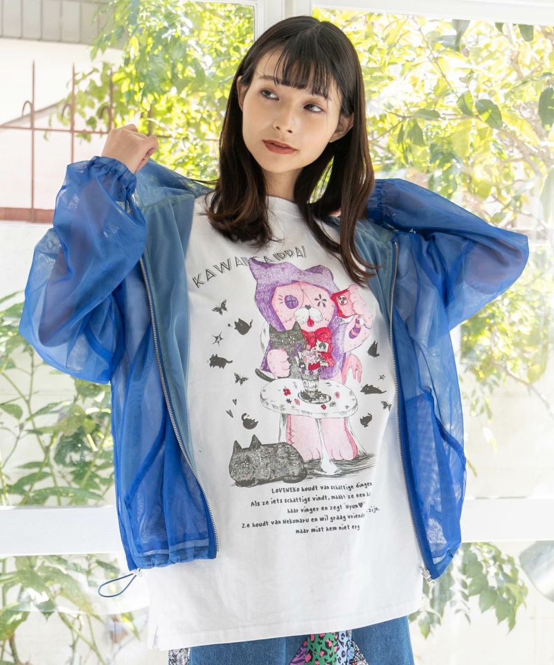 猫丸ラブみの映えニャン柄Tシャツ-7