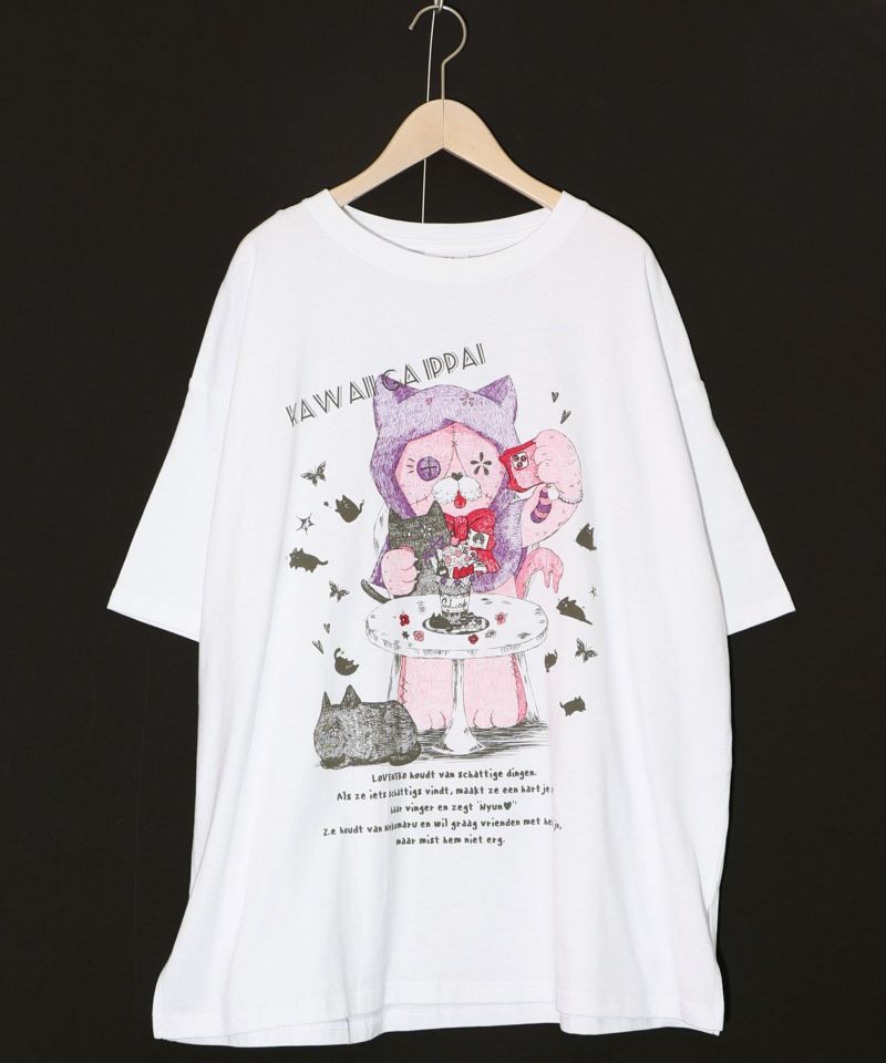 猫丸ラブみの映えニャン柄Tシャツ-8