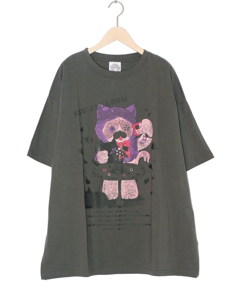 猫丸ラブみの映えニャン柄Tシャツ-11