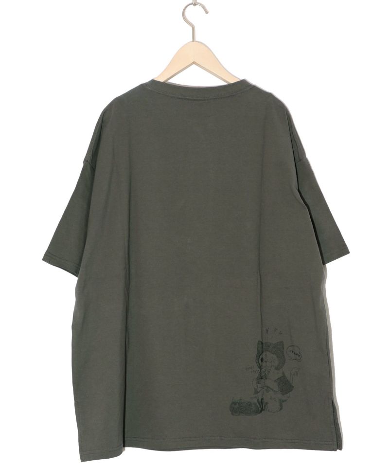猫丸ラブみの映えニャン柄Tシャツ-12