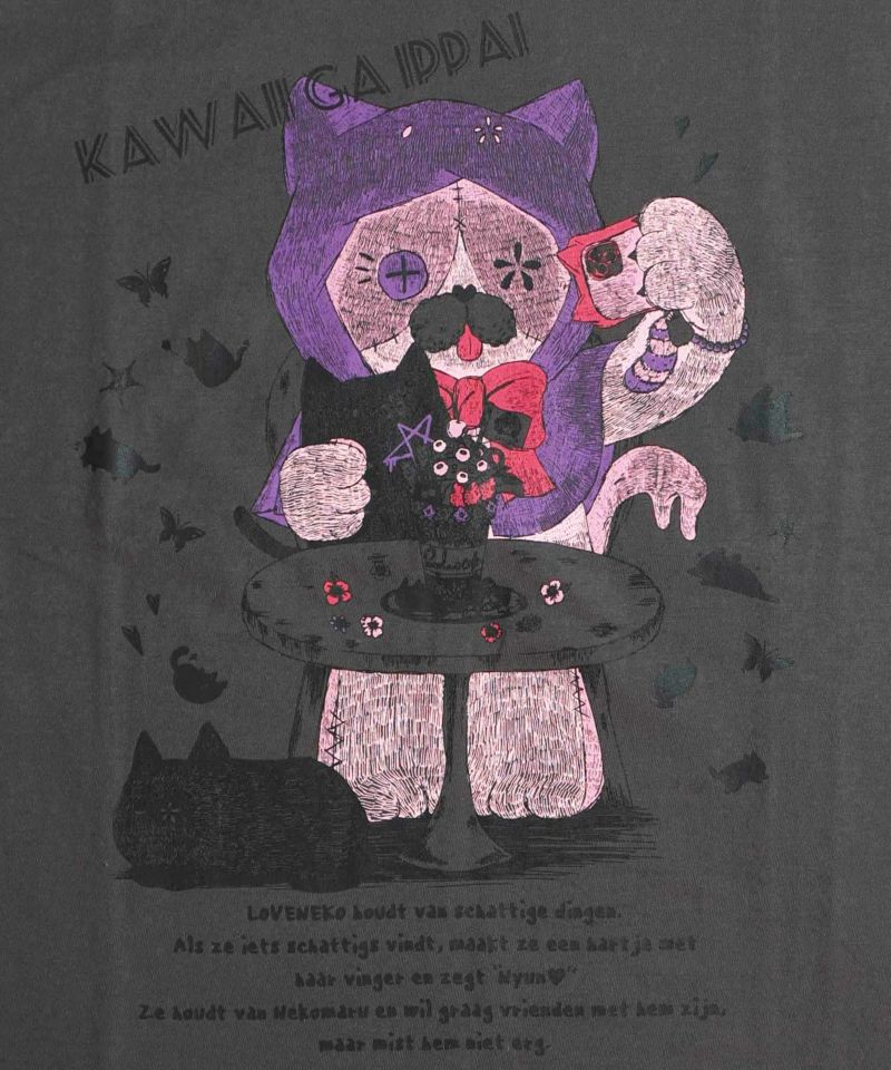 猫丸ラブみの映えニャン柄Tシャツ-13