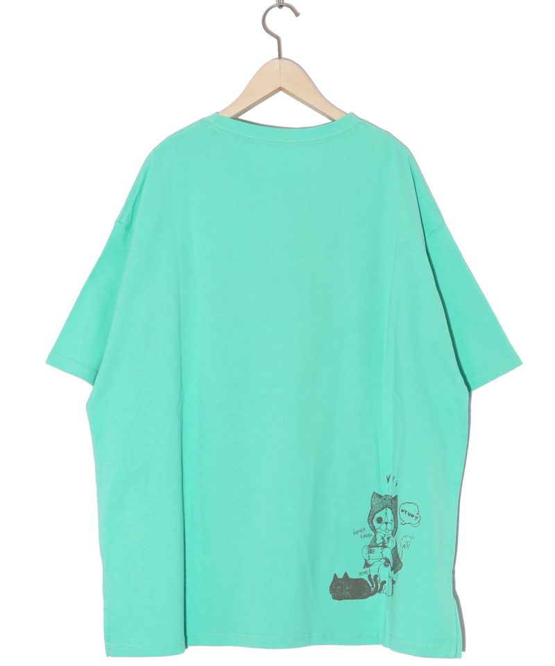 猫丸ラブみの映えニャン柄Tシャツ-15