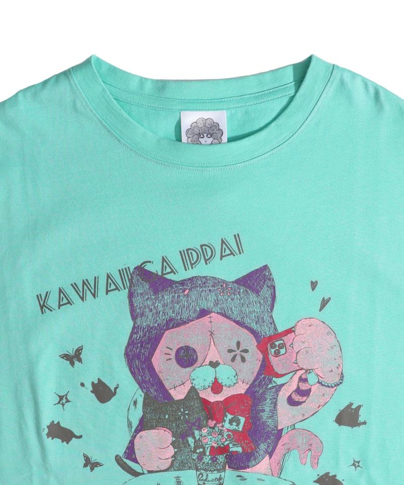 猫丸ラブみの映えニャン柄Tシャツ-17