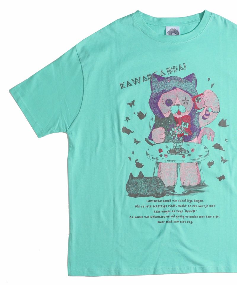 猫丸ラブみの映えニャン柄Tシャツ-18