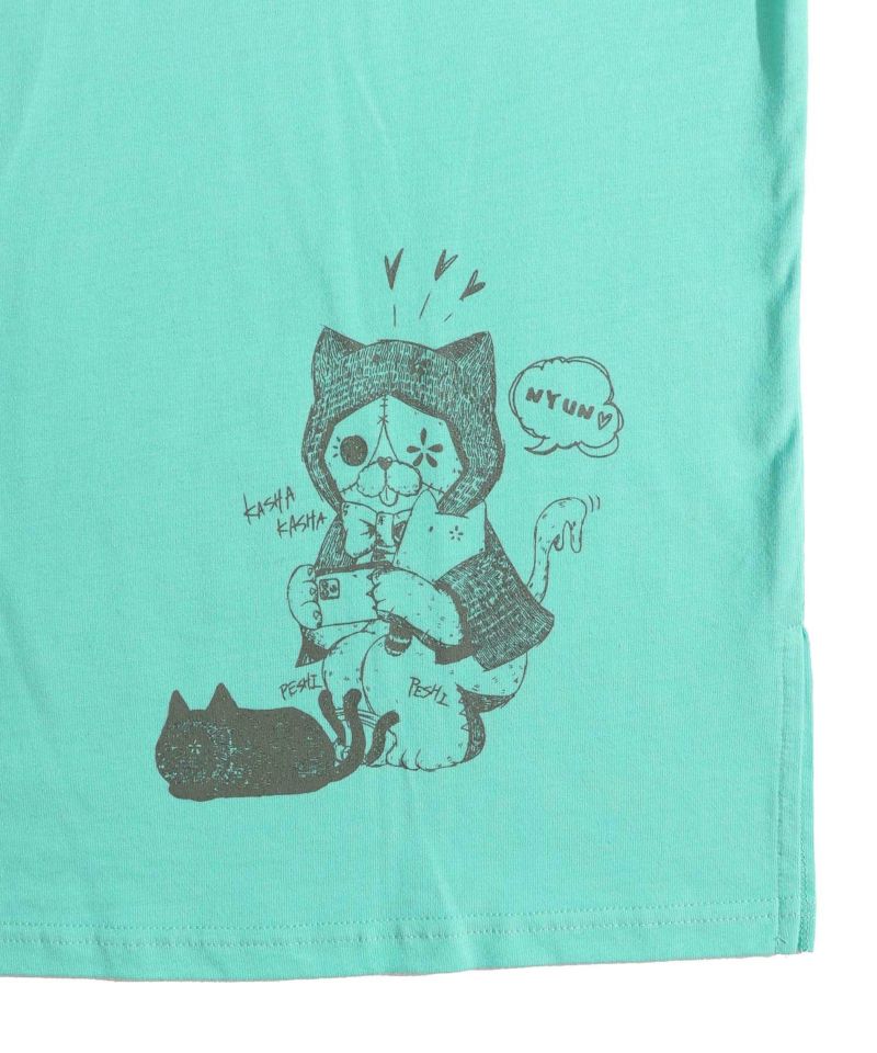 猫丸ラブみの映えニャン柄Tシャツ-19