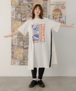 福袋 151634：スカラーちゃんロゴ チュール切替Tシャツワンピースの One Piece