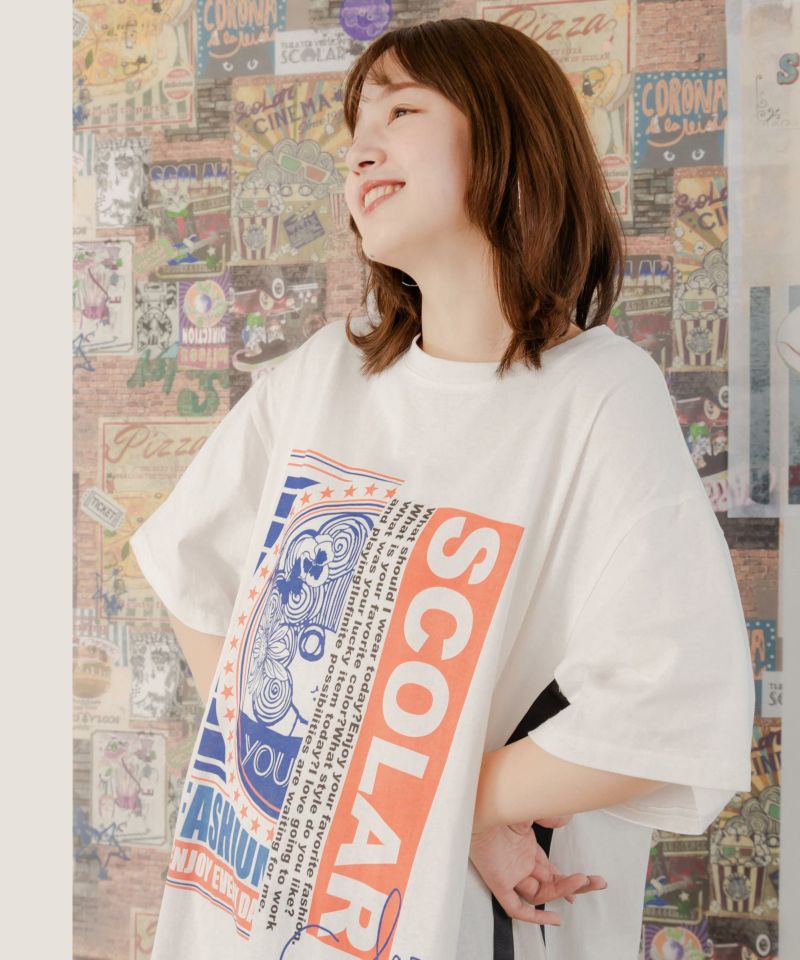 スカラーちゃんロゴ チュール切替Tシャツワンピース-3