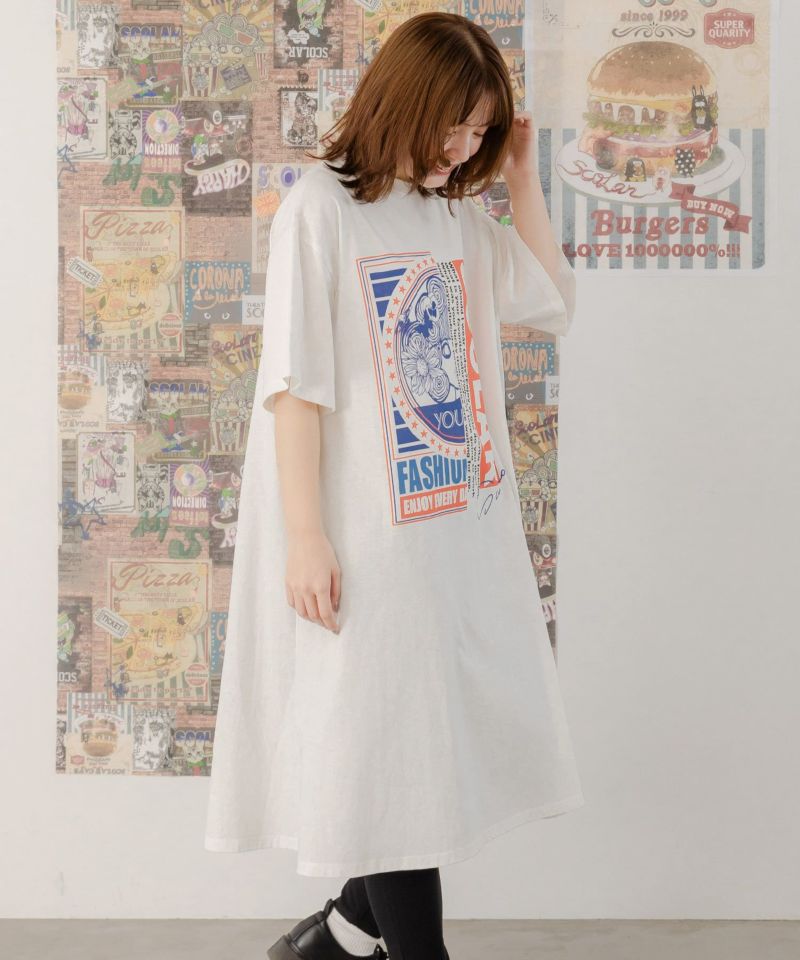 スカラーちゃんロゴ チュール切替Tシャツワンピース-5