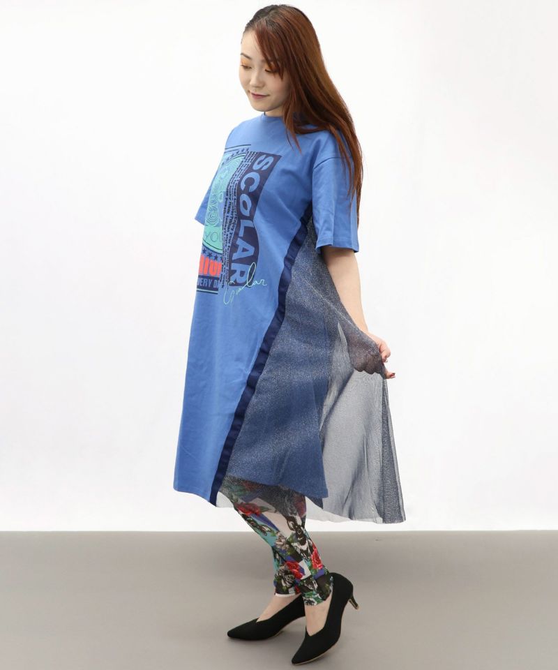 スカラーちゃんロゴ チュール切替Tシャツワンピース-21