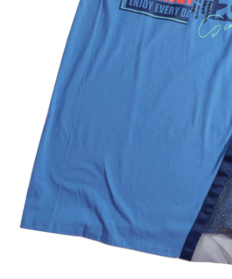 スカラーちゃんロゴ チュール切替Tシャツワンピース-26