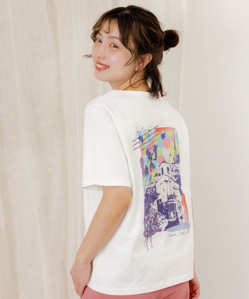 旅先の風景柄 アートプリントTシャツ-1