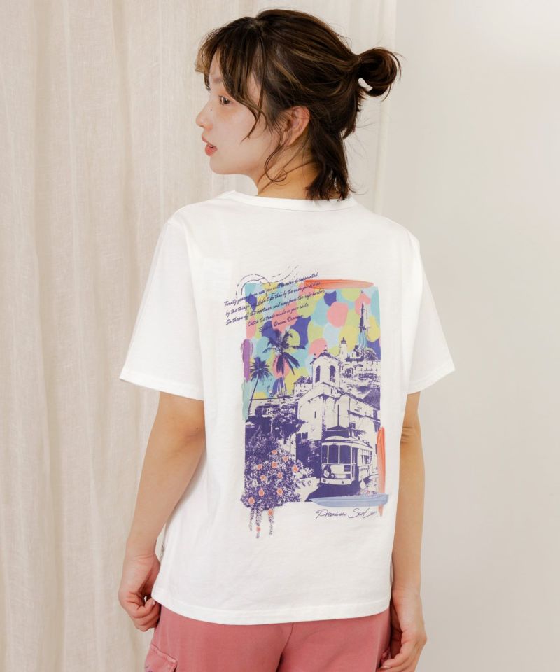 旅先の風景柄 アートプリントTシャツ-5