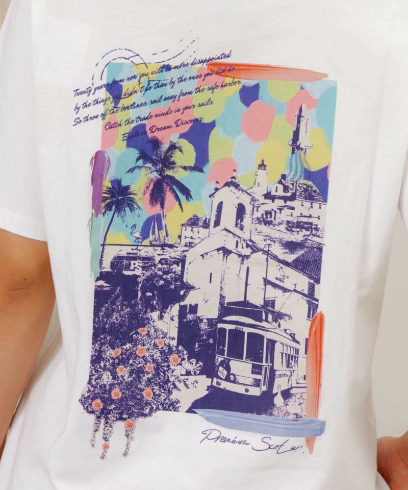 旅先の風景柄 アートプリントTシャツ-8