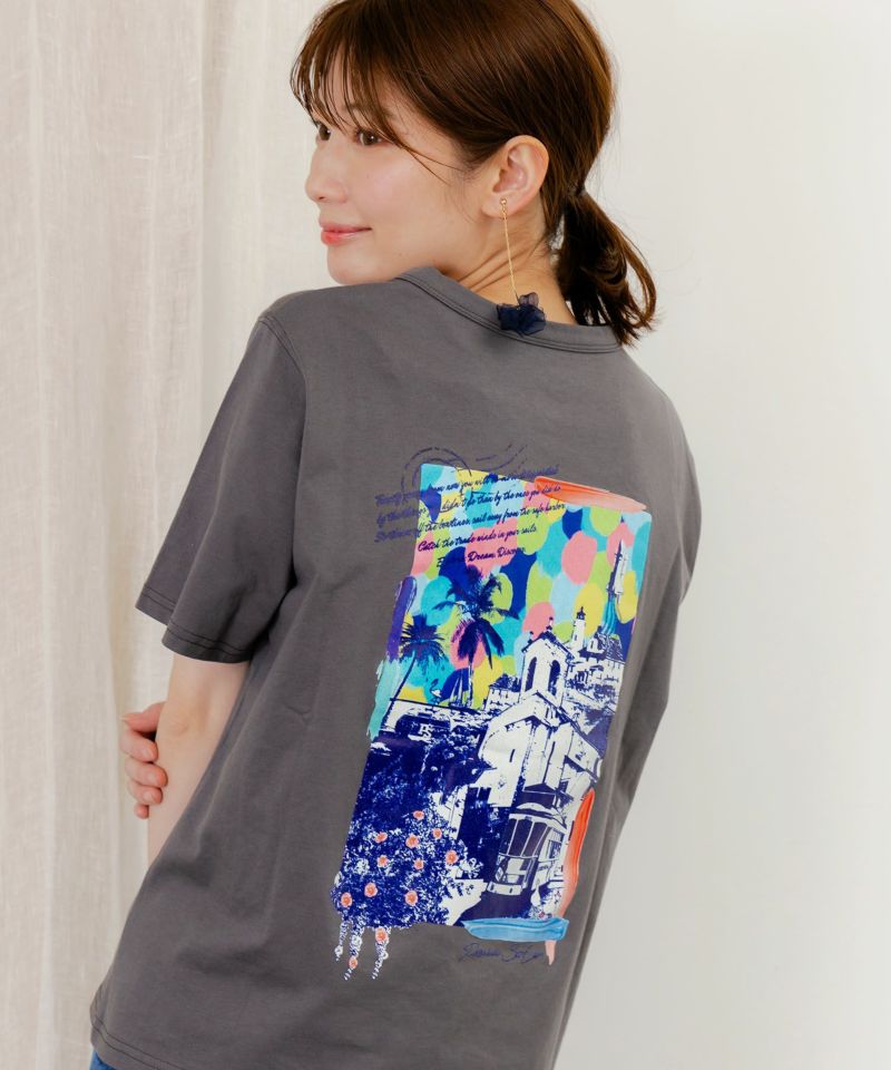 旅先の風景柄 アートプリントTシャツ-15