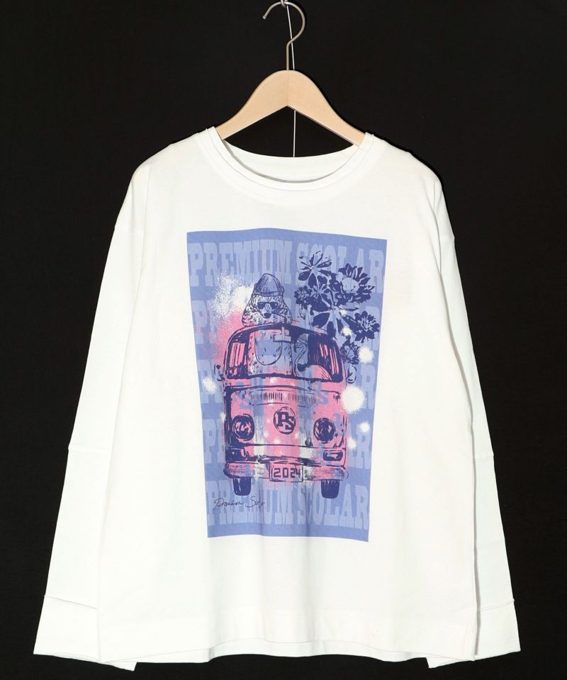 世界を旅するクマとフラミンゴ柄ロングスリーブTシャツ-10