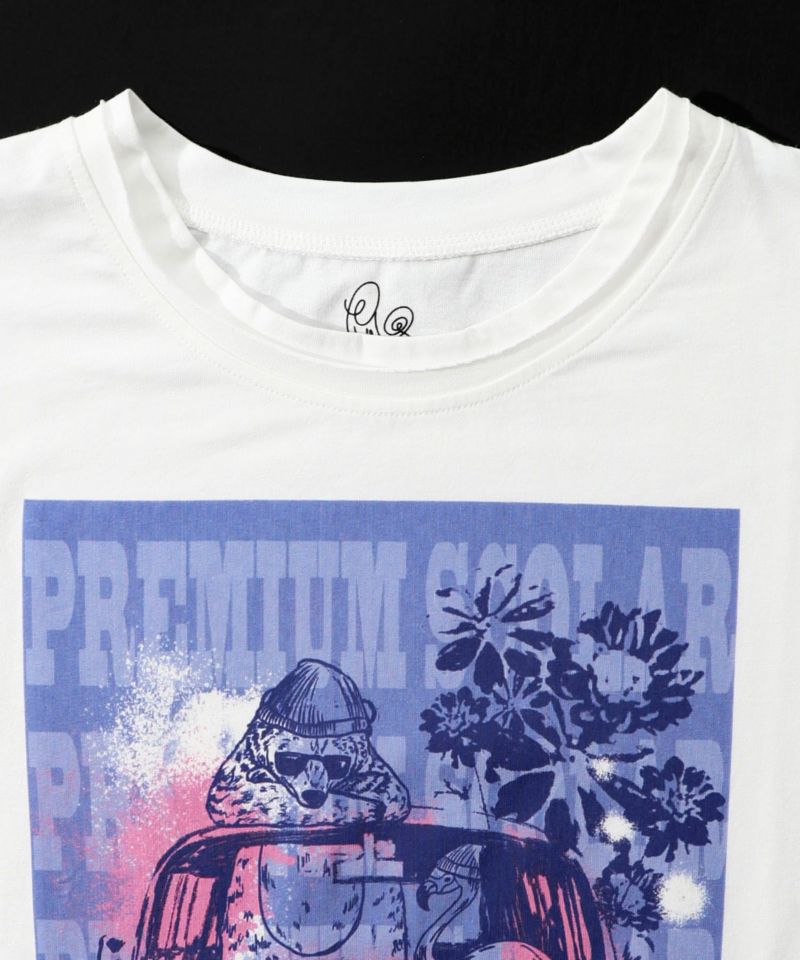 世界を旅するクマとフラミンゴ柄ロングスリーブTシャツ-35