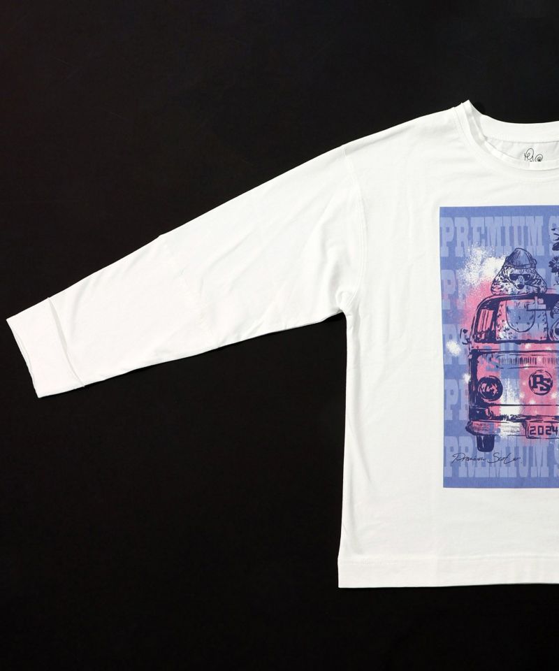 世界を旅するクマとフラミンゴ柄ロングスリーブTシャツ-37