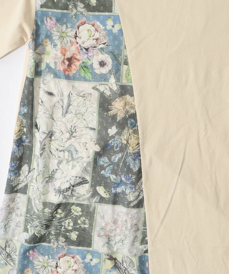 花蝶パッチワーク柄 切替ワンピース-10