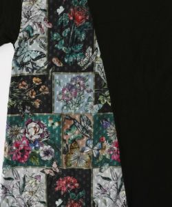 花蝶パッチワーク柄 切替ワンピース-12
