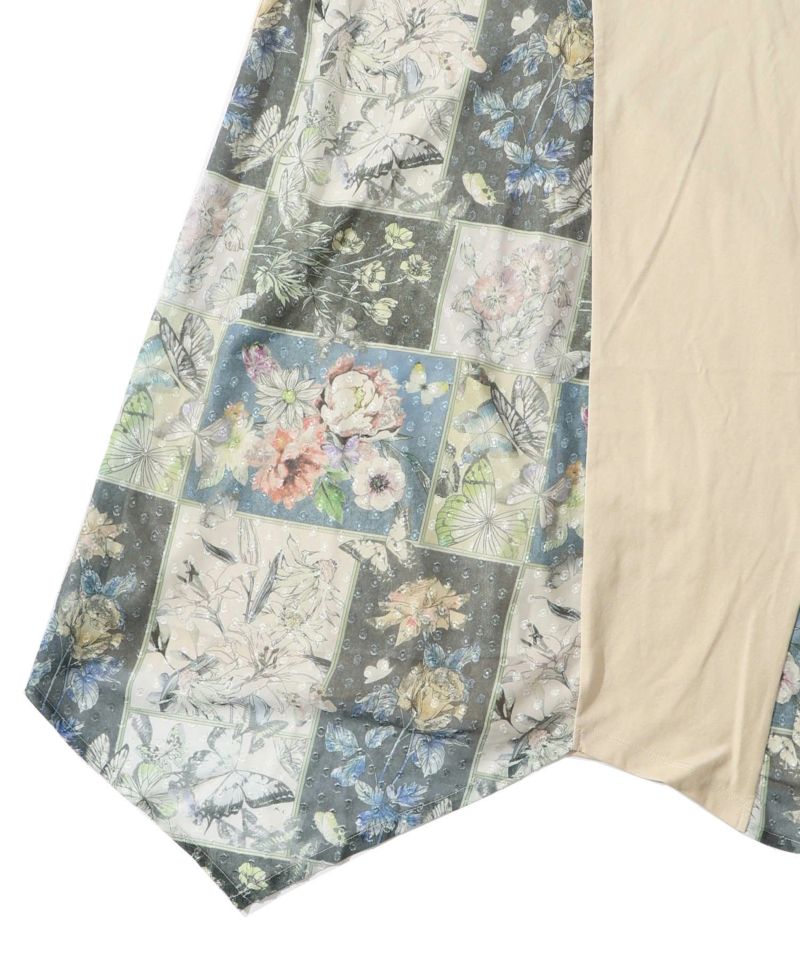 花蝶パッチワーク柄 切替ワンピース-15