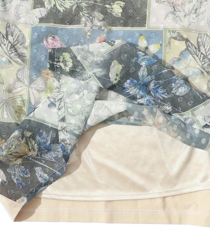 花蝶パッチワーク柄 切替ワンピース-16