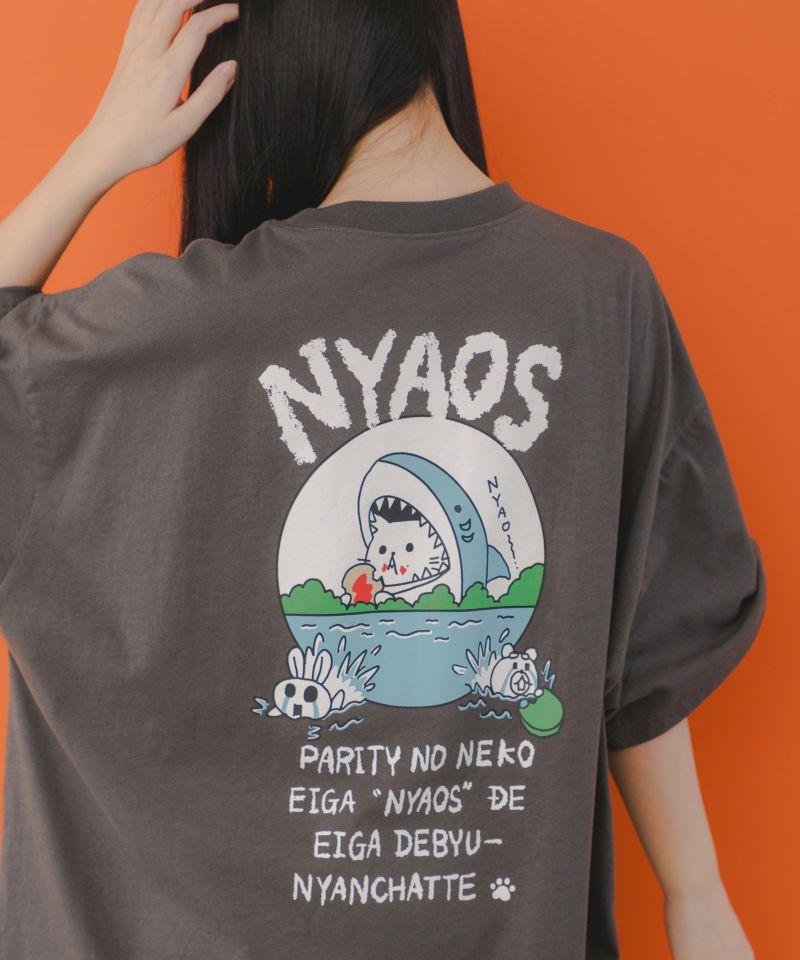 NYAOS柄メッシュ切替Tシャツ-1