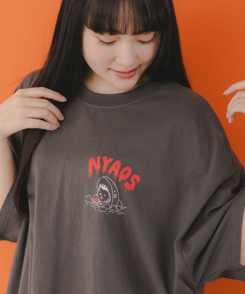 NYAOS柄メッシュ切替Tシャツ-5
