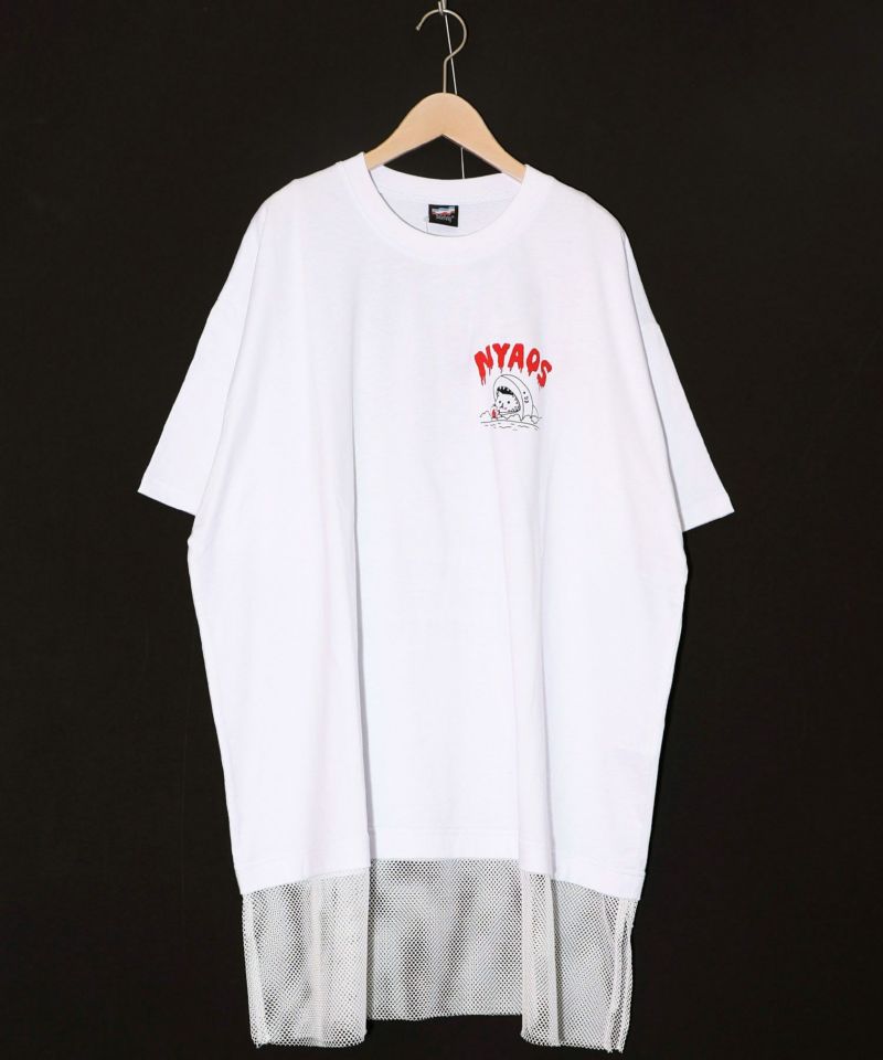 NYAOS柄メッシュ切替Tシャツ-9