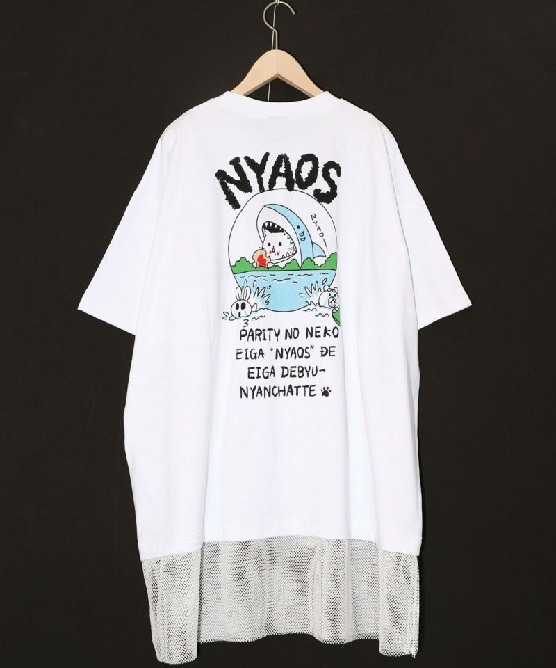 NYAOS柄メッシュ切替Tシャツ-10